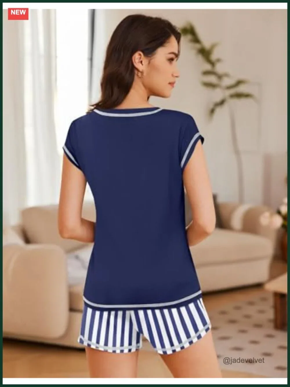 2-Piece Short Sleeve Pajama Set with Pockets Loungewear Sleepwear